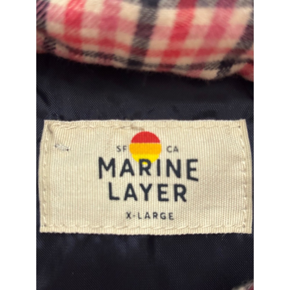 Marine Layer Pink Plaid Puffer Jacket Holiday 2022 Snap Front XL 15516 - Picture 6 of 9